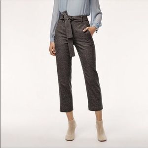 Aritzia Wilfred grey pants tie waist wool cashmere blend charcoal colour